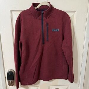 Vineyard Vines Burgundy Zip-Up Sweater